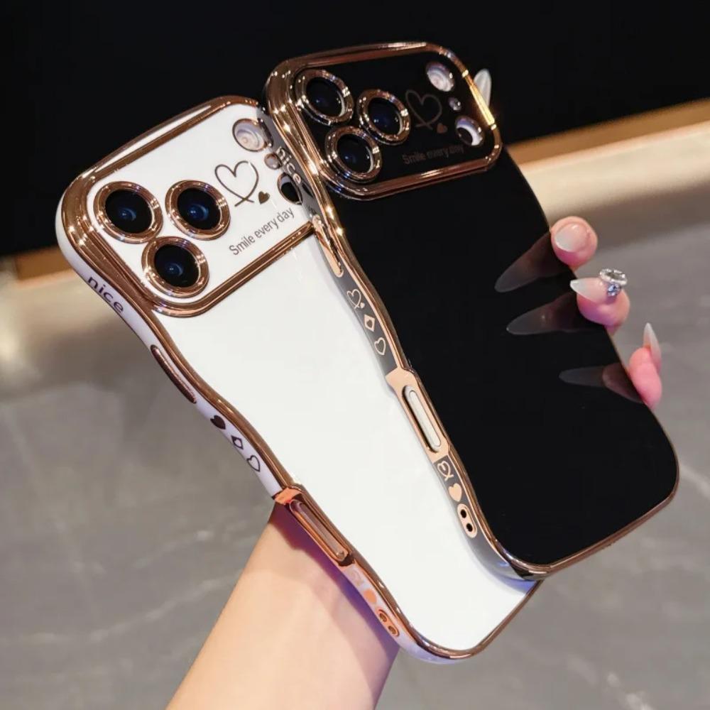 Боковой Чехол С Гальваническим Покрытием 'Love' Для iPhone 17 Pro Max 17 Air 16 15 14 Plus 13 12 11 Pro Max 17Pro Max Чехол Защита Камеры Ударопрочный Бампер