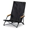 FIELDOOR Полевой стул с высокой спинкой, низким стилем, высокой спинкой, подлокотником, складной, простая установка, складной, грузоподъемность 120 кг, уличный стул [черный]