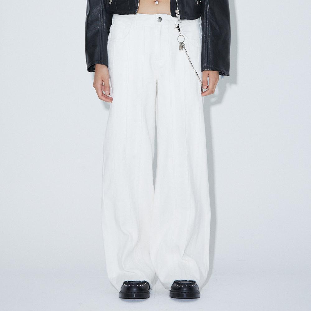 LALAFOX Damage Cutting Denim Pants White Bp2Dp003