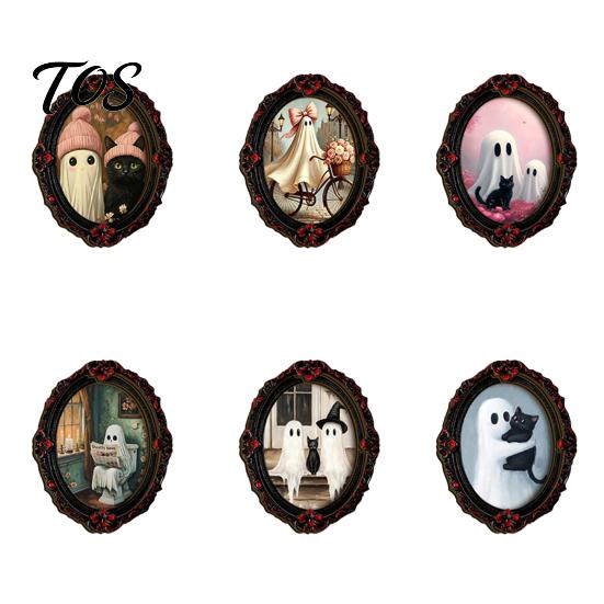 Retro Photo Frame Magnets Halloween Dark Style Refrigerator Magnet, Gothic Oval Reusable Magnetic Frames Decorative Sticker for Metal Cabinets Kitchen