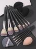 2025 New 12Pcs Makeup Brushes+2 Beauty Blenders+2 Triangle Sponge Puffs Set Soft Bristle Latex-Free For Full Makeup Daily Travel