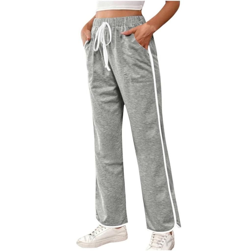 Women's Winter Sweatpants Solid Color Casual Pants Women's Fleece Sweatpants Wide Leg Straight Pants