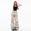Women's Camouflage High-Waisted Loose Wide-Leg Jeans with Drawstring - Spring 2025 Collection