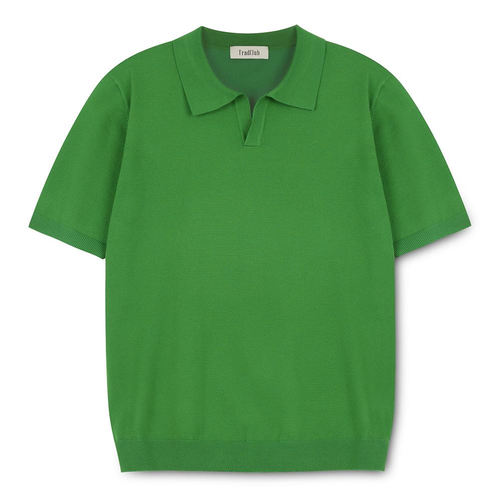 TRADCLUB [2Pack] Soft Open Collar Short Sleeve Knit (4 Colors) (Type A)