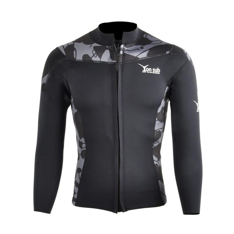 Mens 2mm Separable Wetsuit Jacket Top Camo Long Sleeve Diving Snorkeling Swimming Cold Water Sports