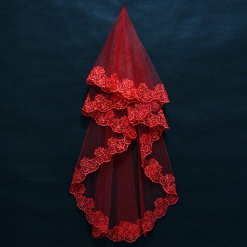 Wedding Accessories Short Wedding Veil White Ivory One Layer Bridal Veil Appliques Lace Edge