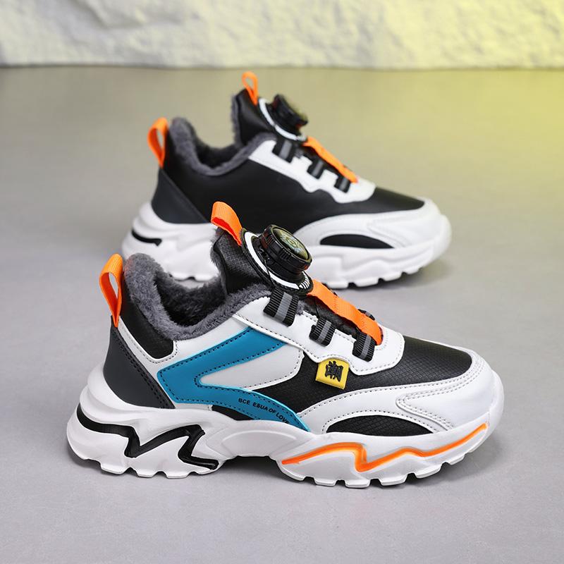 Winter Sports Shoes Children's Cotton Shoes Sports Shoes PU Waterproof Plus Velvet Warm Ultra-light Boys Snow Sports Shoes