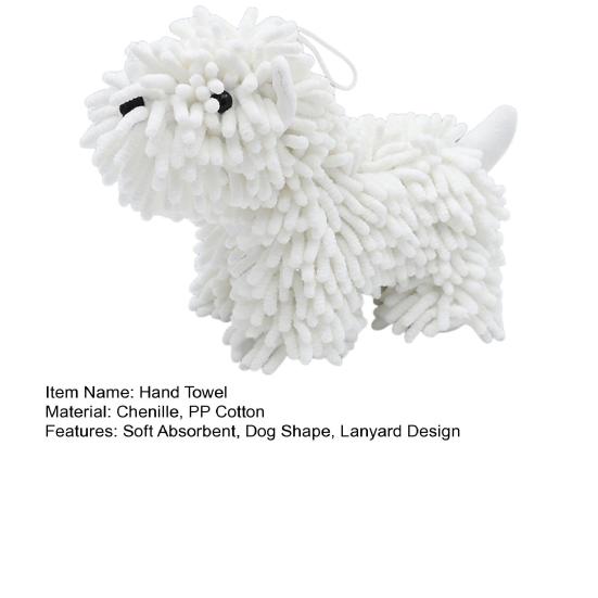 Chenille Hand Towel Cartoon Puppy Shape Soft Microfiber Towel High Water Absorption Bathroom Hand