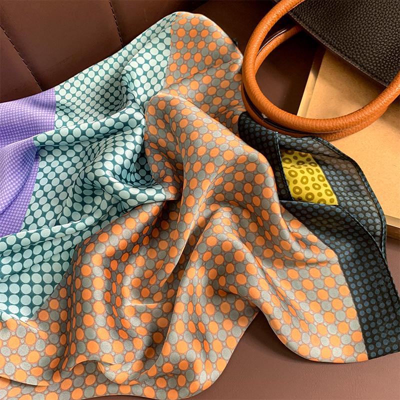 110x110cm Women Silk Square Scarf Hijab Female Design Print Lady Shawl Wraps Foulard Headbands Bufanda Large Bandana Luxury