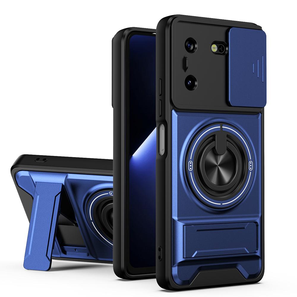 KEYSION Magnetic Phone Case for TECNO Pova 5 5 Pro 5G Slide Camera Lens Protection Upright Kickstand Ring Shockproof Back Cover