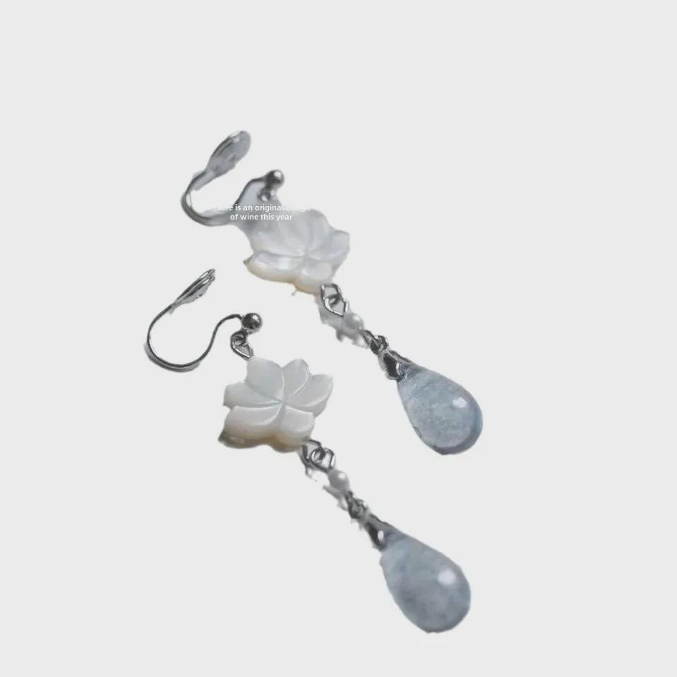 «Оригинальные серьги-лотосы»: Капли в виде ракушки в китайском стиле, простой ретро-дизайн, на застежке для женщин