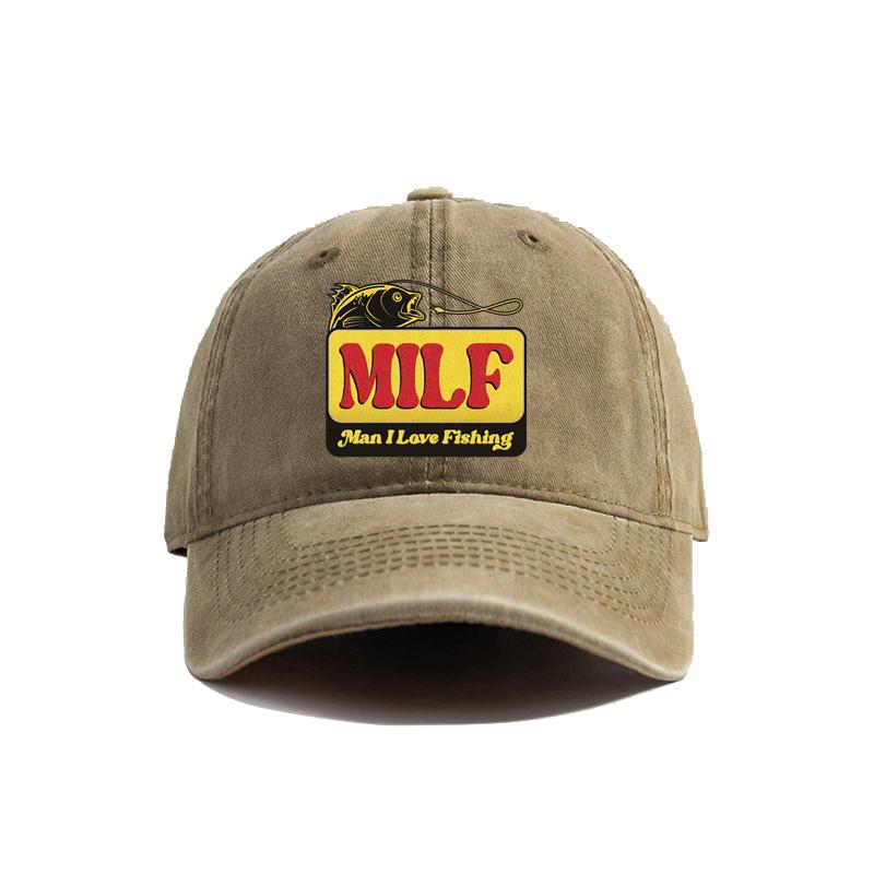 MILF Unisex I Love Fishing Baseball Cap Vintage Distressed Dad Hats Unisex Outdoor Adjustable Fit Hats Cap