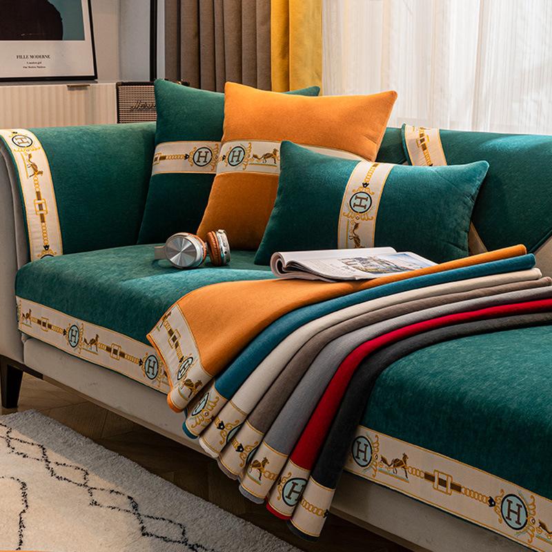 Легкий роскошный стиль, новый чехол для дивана из синельной кожи, универсальный нескользящий чехол для четырех сезонов, простой современный летний