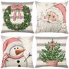 Santa Pillow Christmas Pillow Cover Home Sofa Decoration Linen Printed Cushion Cover