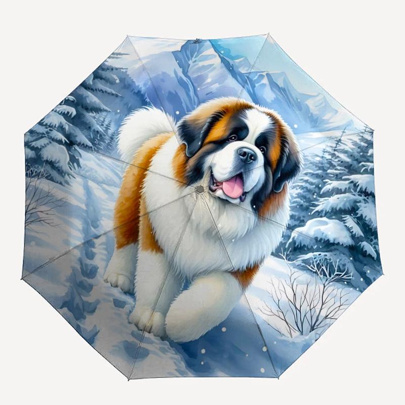 1pc Winter Dog Automatic Opening/Closing Umbrella with Operation & Windproof Canopy yy260311005
