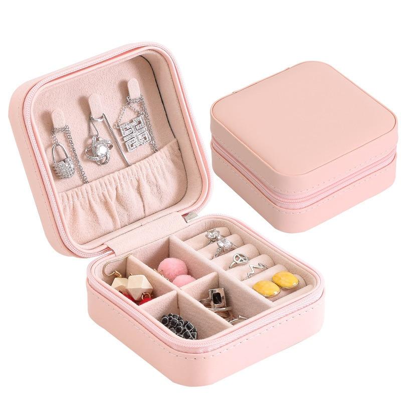 Portable Jewelry Box Jewelry Organizer Display Travel Jewelry Case Boxes Leather Storage
