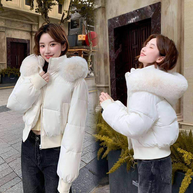 Autumn Winter Thicken Warm Parka Women Casual Solid Color Big Pocket Loose Short Hooded Coat Jackets Outwear