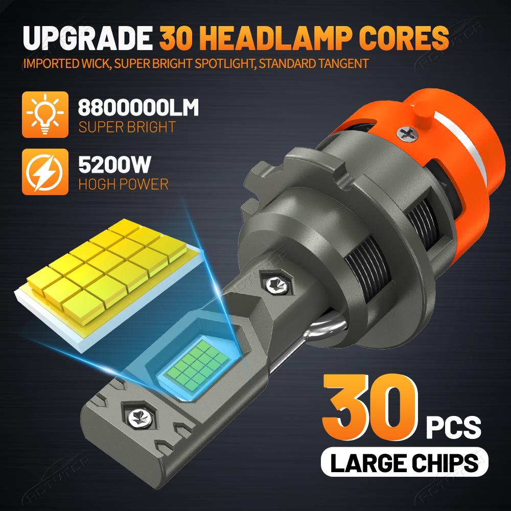 Светодиодные фары D4S D2S Canbus 1:1 Светодиодная лампа Turbo LED 8800000Лм 5200Вт D1S D3S D1R D2R D3R D4R для автомобиля, Plug&Play