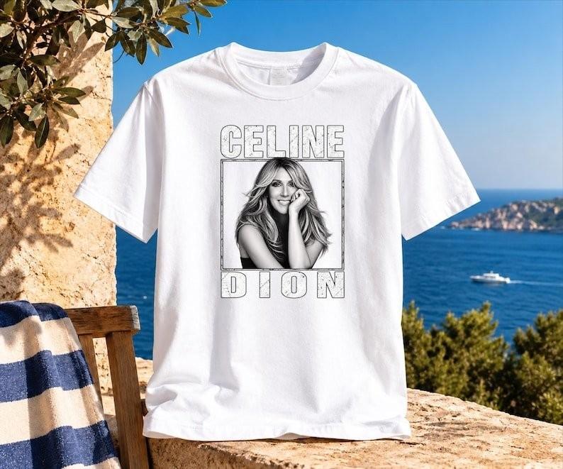 Celine Dion Paris 2026 Portrait T-Shirt, Black and White