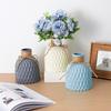 Nordic Style Plastic Faux Ceramics Striped Vase Desktop Decor for Home