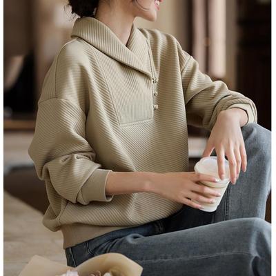 Temperament свободный свитер с длинными рукавами свитер женский зимний новый повседневный универсальный приятный для кожи топ с лацканами