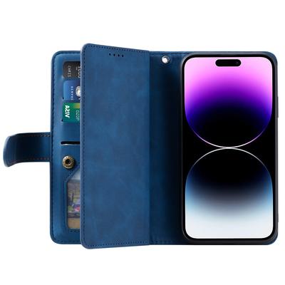 Чехол для iPhone 16 Pro из ПУ кожи, чехол для телефона с карманом на молнии, 9 слотов для карт