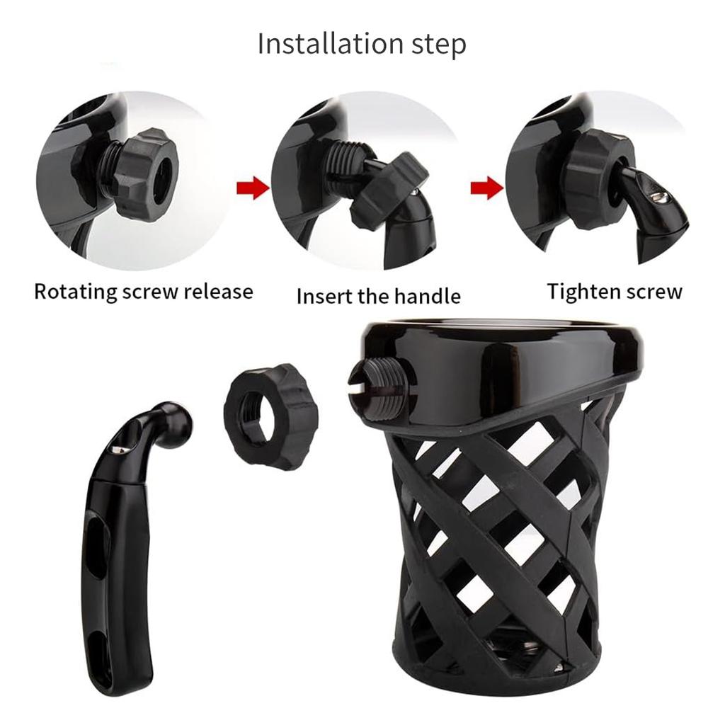 Universal Motorcycle Cup Holder, Adjustable Scooter ATV Water Bottle Handlebar Drink Cup Holder Mount Cage for Bike and Motorcycles