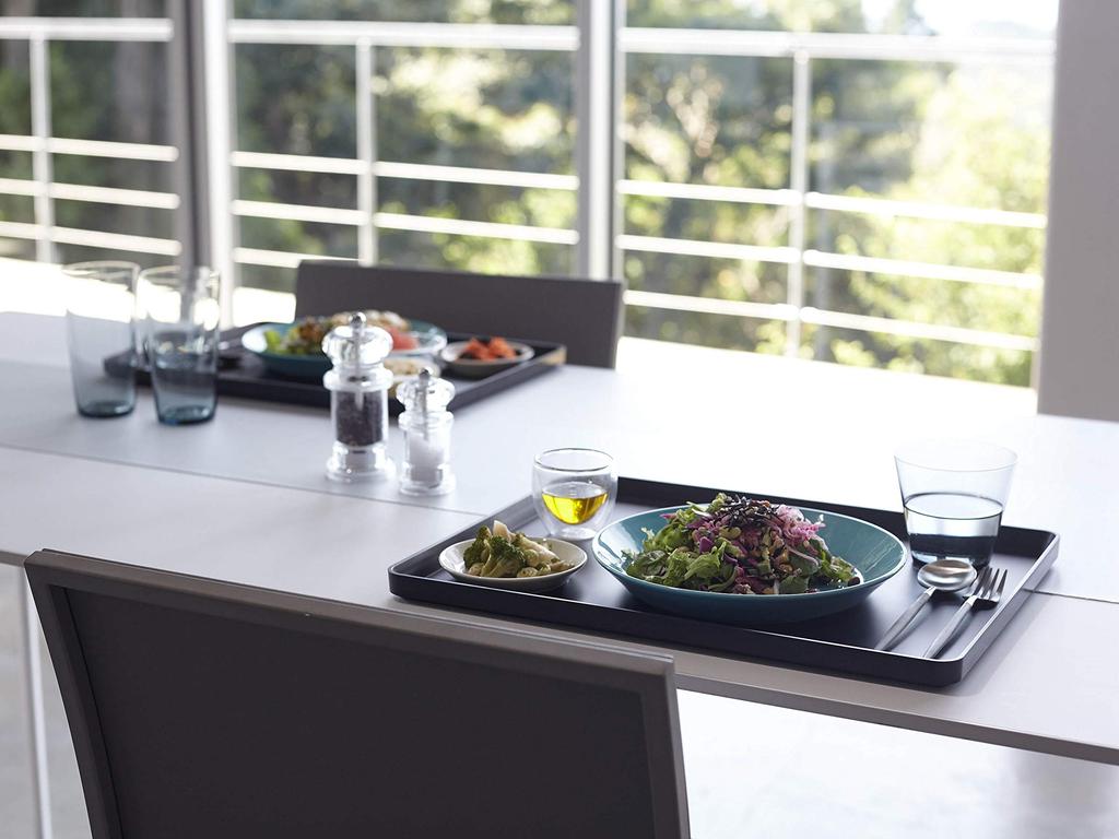 Yamazaki Jitsugyo Tray Black Approx. W40XD30XH2cm Tower Tower Tray Square Placemat Simple 4295