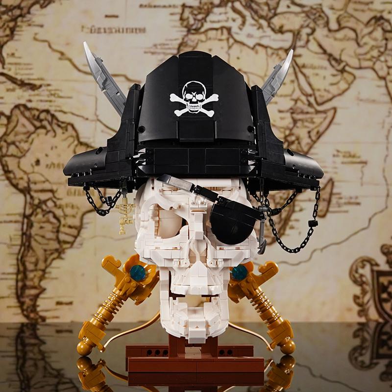 Пиратский Череп MOC Блоки Скелет Модель Креативные Строительные Игрушки для Мальчиков Детей Взрослых Подарки 1100+ Шт Наборы Кирпичей DIY Украшение Комнаты