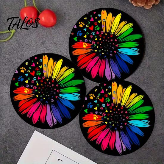 2PCS Car Coasters, with Tree of Life Pattern Printed, Non-Slip Reusable Thermal Pads, Wear-Resistant Stain-Resistant Car Cup Holder, for Home Bar