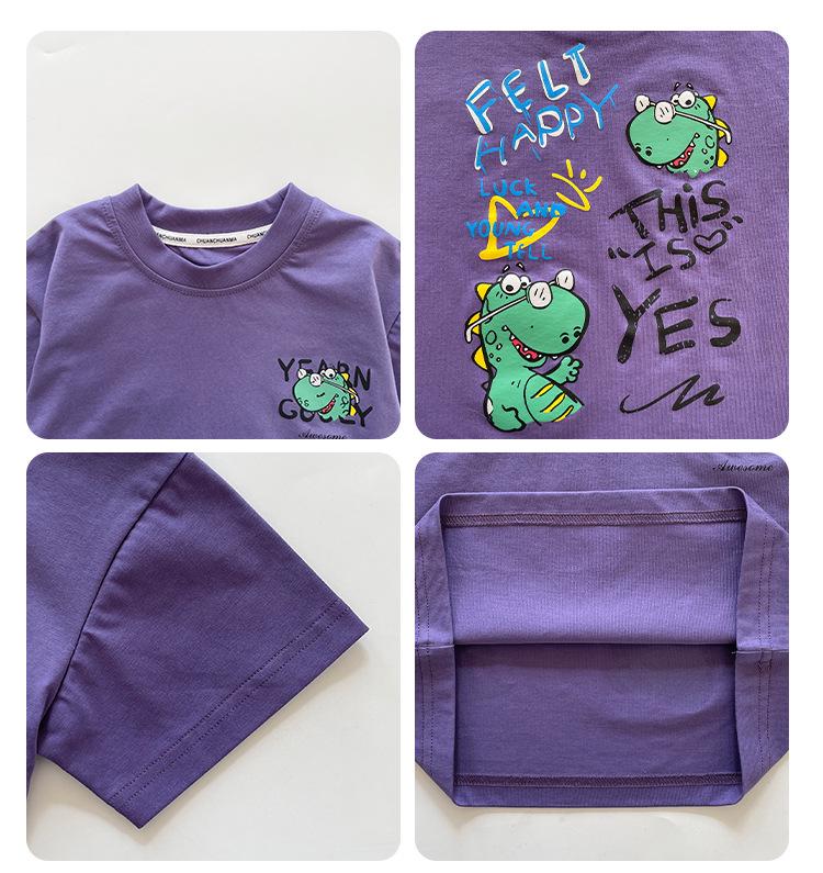 Футболка детская весенняя с изображением динозавра Nausicaa 2025 — унисекс с коротким рукавом для мальчиков и девочек