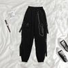 Black Cargo Pants Women Chain Trousers Female Streetwear