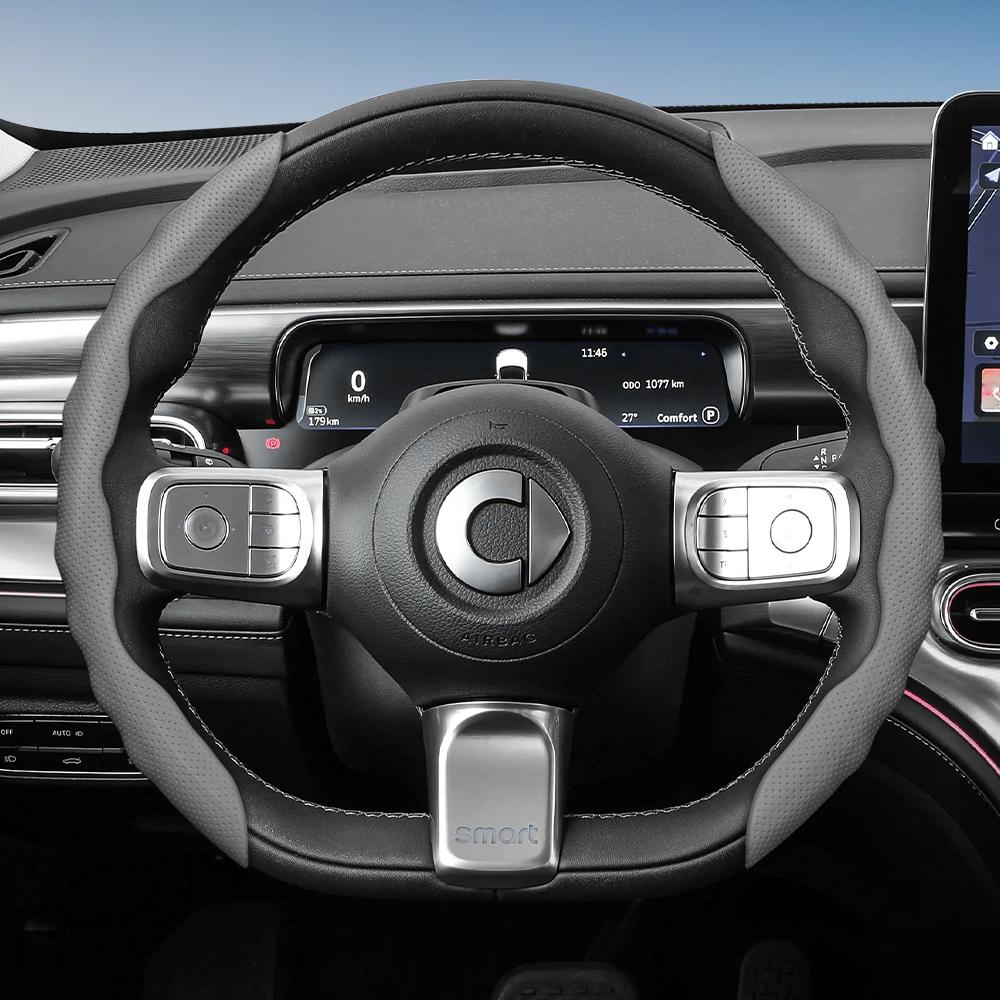 vcxja9 Suitable for Smart Steering Wheel Cover with Wavy Sports Design, Breathable Leather, Segmented Non-Slip Sweat-Absorbing Steering Wheel