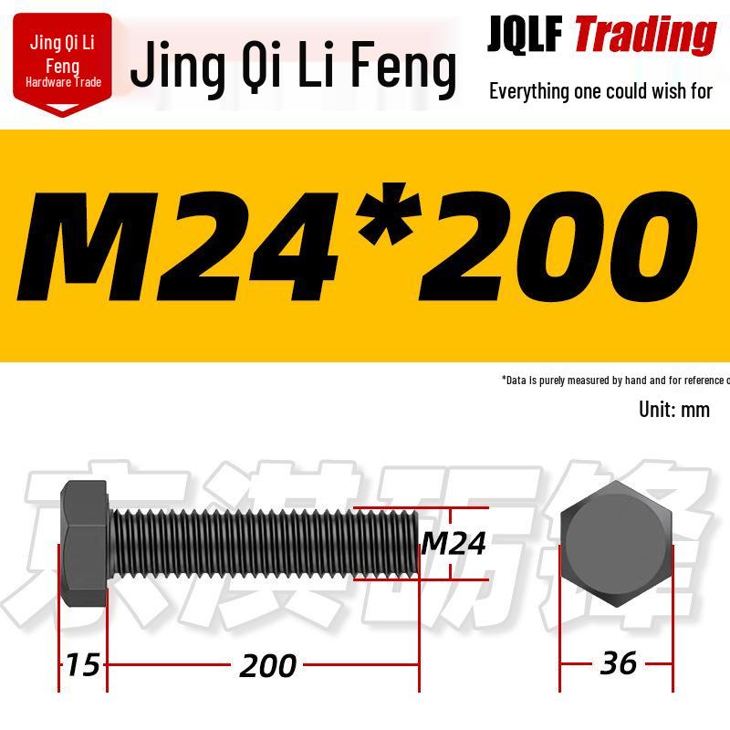 12.9 Grade High-Strength Blackened Hex Bolt M22-M48
