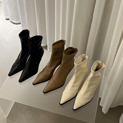 Короткие сапоги Temperament, женские тонкие каблуки и мягкая кожа, удобные в носке, остроносые ботильоны, европейские, американские, осенние и зимние, новые задние