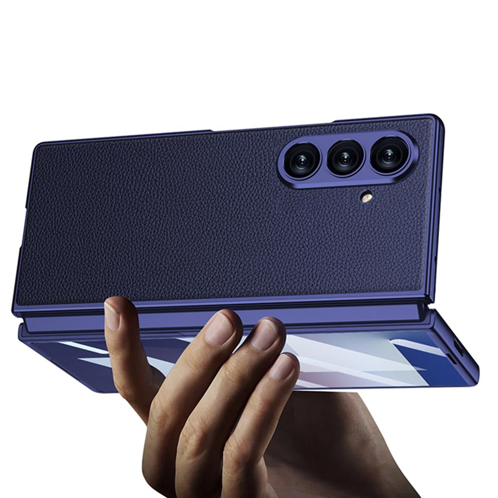 Samsung Zfold7 Mobile Phone Case Matte Paint Plain Leather Built In Wireless Charging Film Creative Protection Case