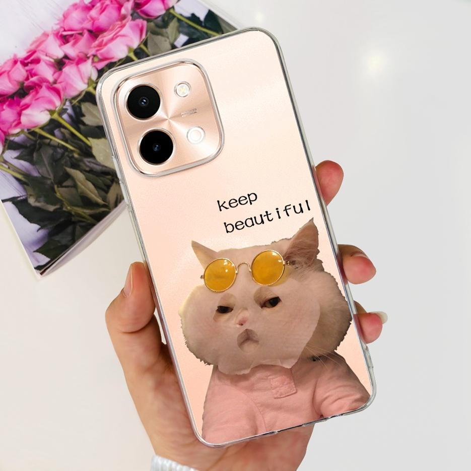 Для Vivo Y28 4G Чехол V2352 Милый Кот Панда Расписная Крышка Мягкий Силиконовый Чехол для Телефона Для Vivo Y28 Y 28 VivoY28 4G Funda 6.68'' Coque