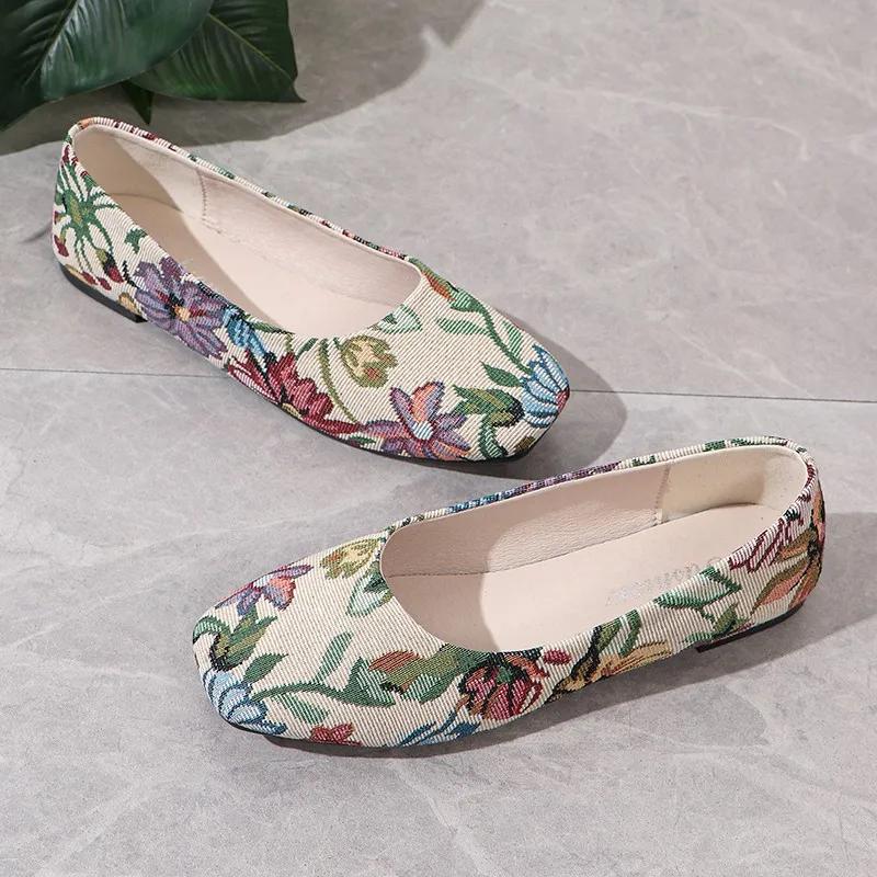 2024 High Quality Ladies Shoes Shallow Women's Flats Fashion Printing Daily Flats Women Hot Sale Plus Size Flat Low Heelszapatos