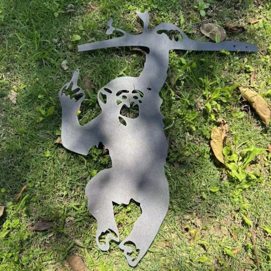 Металлическое украшение в виде обезьяны, показывающей средний палец, Садовое украшение в виде обезьяны для декора дерева, двора, забора