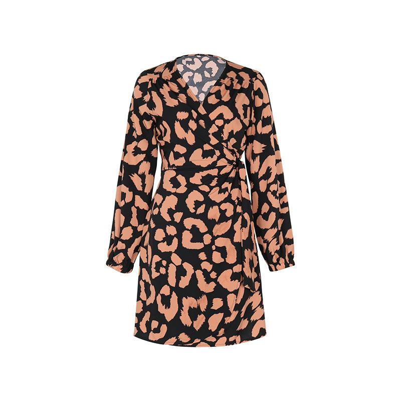 Весенне-осеннее женское платье, нерегулярная юбка, темперамент, элегантное цельное платье с v-образным вырезом