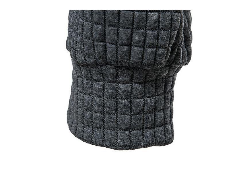 2024 New European Men's Quilted Plaid Cotton Hooded Sweatshirt