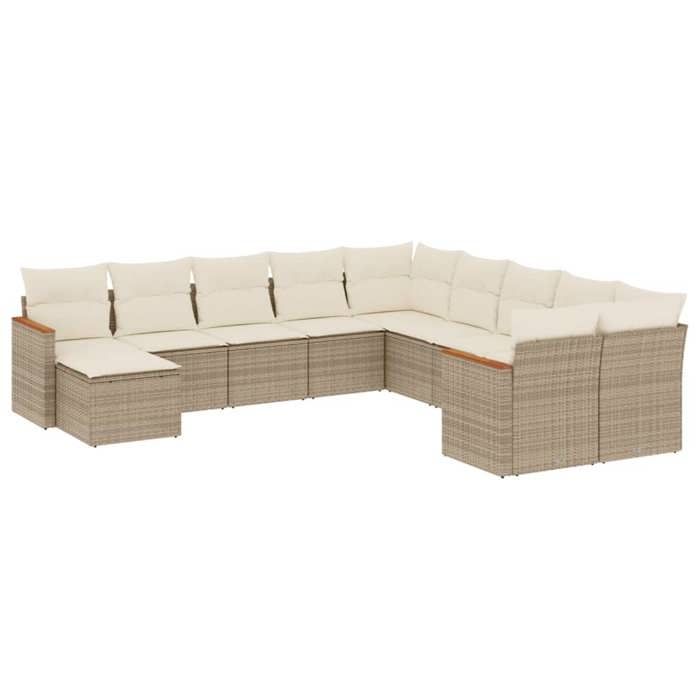 VidaXL Salon de Jardin avec Coussins 11 pcs, Canapés de Terrasse, Ensemble de Meubles de Patio, Mobilier d'Extérieur, Beige 3226569