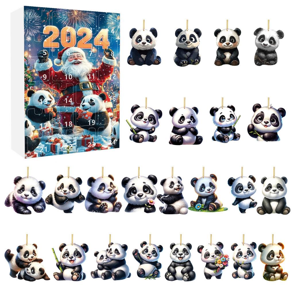 Panda Holiday Countdown Calendar Featuring 24 Acrylic Backpack Charms For Christmas Celebration