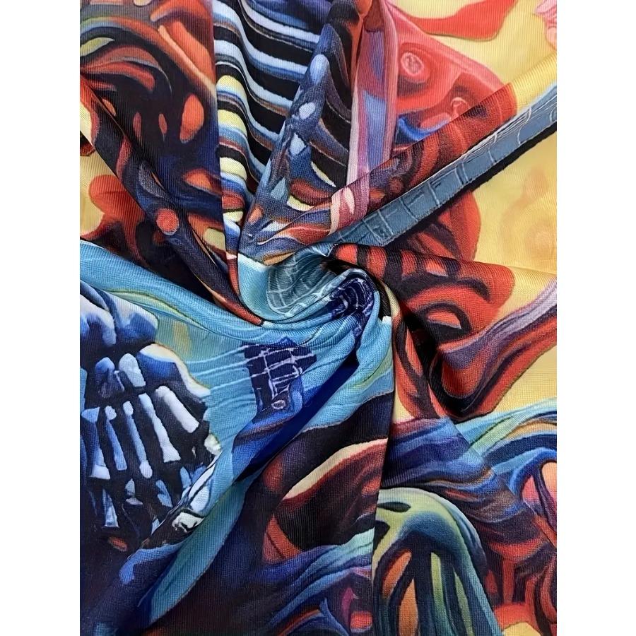 Men's Skeleton & Guitar Pattern Crew Neck T-shirt Dragon 3d Print Casual Comfy Tees Tshirts for Summer Men's Clothing