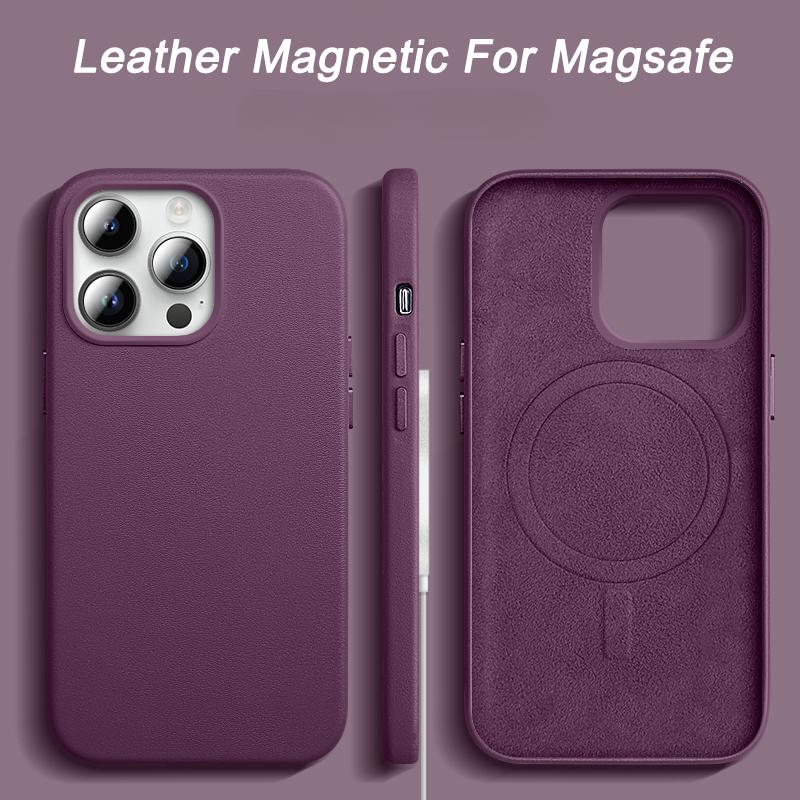 Роскошный кожаный магнитный чехол для IPhone 15 Pro Max 14 13 Pro Max Plus Mini для чехлов для телефонов Magsafe с беспроводной зарядкой и задней противоударной крышкой