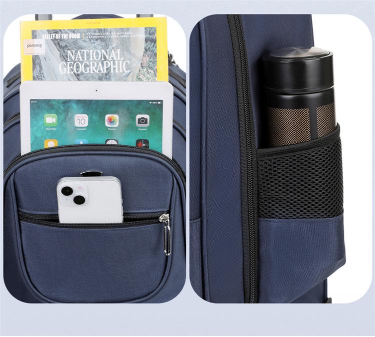 Стильная многофункциональная сумка на колесиках: Модный деловой рюкзак большой вместимости с универсальной цветовой гаммой для путешествий и компьютеров