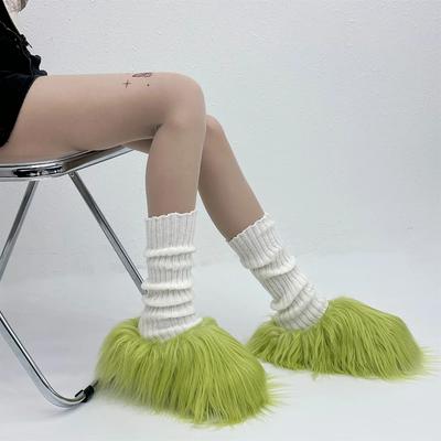 Модные весенне-осенние классические толстоподошвенные пушистые тапочки для женской верхней одежды 2024 новые толстоподошвенные повседневные полутапочки Baotou