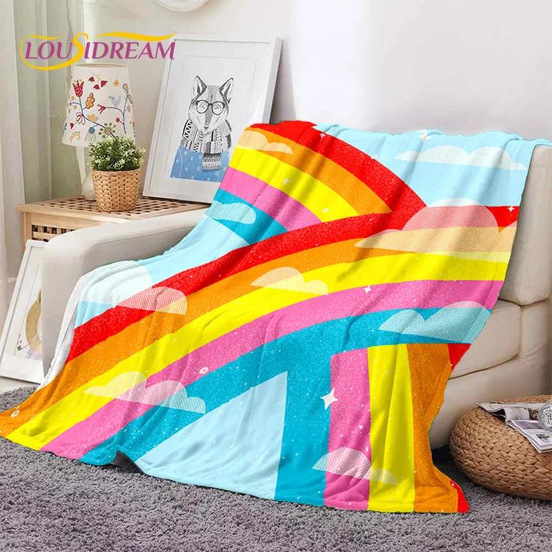Rainbow Colour Illusion Cartoon Soft Flannel Blankets,Throw Blanket Comfortable Blanket for Picnic Beds Sofa Home Bedroom Gifts