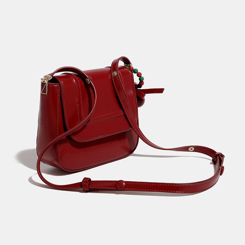 Original red wedding bag, small square bag for women, super popular versatile saddle bag, high-end shoulder and crossbody bag