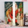 2pcs,2D Plane Printing Print Curtains Vintage Santa Claus with Snowman & Tree 100% Polyester (without Rod) Festive Ldeal for